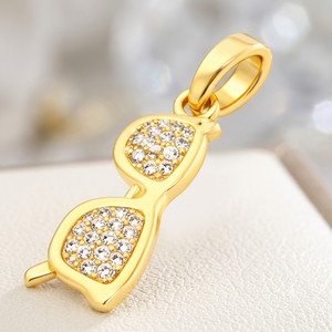 Unique Designer Hot Selling Fashion Jewelry Custom Iced Small Sunglasses 14K <b>Solid</b> <b>Gold</b> Natural Diamond <b>Pendants</b> Necklace Charms - Product Image 1