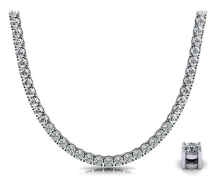 Collar de tenis de oro de 10K personalizable con diamantes (naturales) de cuatro puntas estilo cesta redonda estilo Riviera, fabricante OEM al por mayor y al por menor - Product Image 1