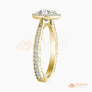Round Cut Moissanite Halo <b>Ring</b> Gold Engagement <b>Ring</b> for Women Elegant Bridal Jewelry Anniversary Gift - Product Image 6