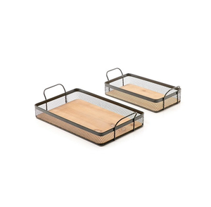 Plateau de service en bois et métal pour restaurant de mariage, plusieurs choix, plateau de service alimentaire en bois, vente chaude, prix abordable - Product Image 1