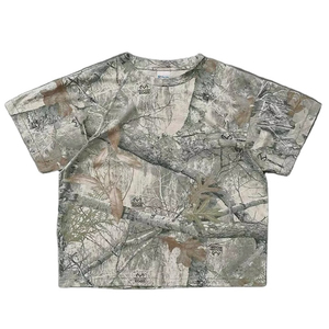 Custom Camouflage T-Shirts 100% Cotton Jersey Breathable High Quality Cotton <b>Cropped</b> Boxy Fit Blank Plain <b>Men's</b> Camo T-Shirts - Product Image 1