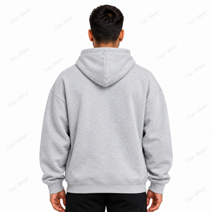 เสื้อฮู้ดดี้ทรงหลวมสำหรับผู้ชาย ผ้าฝ้ายฟลีซ 490 GSM อุ่นสบาย สไตล์สตรีทแวร์ รับผลิตตามแบบ OEM แบรนด์ส่วนตัว โรงงาน - Product Image 4
