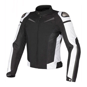 Blouson de moto respirant color-block en maille blanc, noir, rouge, protecteur - Product Image 6
