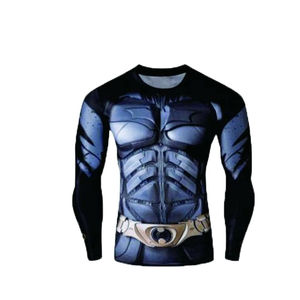 Haut de protection respirant à manches longues pour hommes adultes, noir avec surpiqûres rouges, séchage rapide, en Spandex et Polyester - Product Image 5