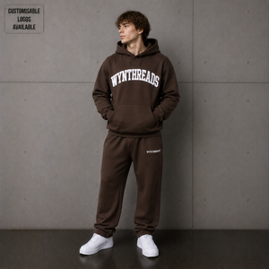 Meilleures ventes : Ensemble molletonné épais 300-500 GSM avec impression personnalisée en relief – Sweat à capuche et pantalon de jogging pour homme, style streetwear oversize - Product Image 1