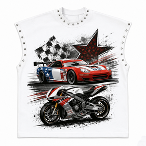 Camiseta sin mangas personalizada con pedrería, 100% algodón jersey, tela suave, estilo vintage, estampado gráfico, para unisex. - Product Image 1