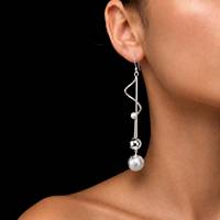 Boucles d'oreilles longues pendantes en argent sterling 925, boule spirale, bijoux minimalistes pour mariée