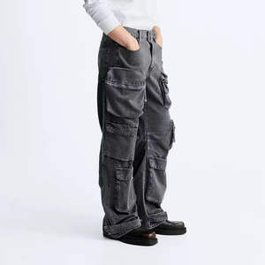 Jean cargo multi-poches robuste unisexe, coupe ample, style streetwear décontracté, mode hip-hop, pantalon large - Product Image 6