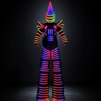 Costume de lutin LED Alien Armor WisdomTimes avec casque pointu, performance robotique LED pour spectacles sur scène, boîtes de nuit et KTV
