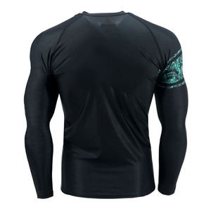 Maillot de bain unisexe anti-UV, noir et vert fluo, respirant, séchage rapide, manches longues, en spandex et polyester - Product Image 5