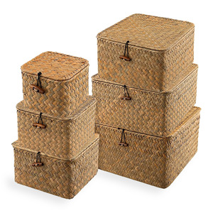 Offre compétitive : boîtes rustiques en jonc de mer, plusieurs tailles, boîte à bijoux de qualité supérieure, décoration pour table ou étagère à la maison - Product Image 6