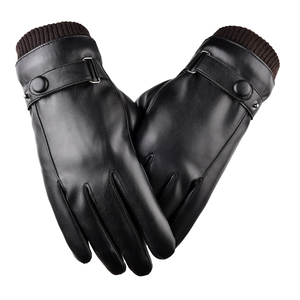 Gants de sécurité en cuir thermique d'hiver, doublure en spandex, pour hommes, compatibles écran tactile, respirants, écologiques, noirs - Grande Vente - Product Image 4