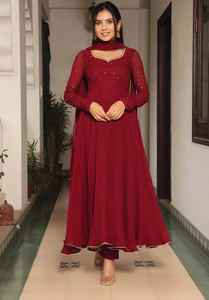 Robe Anarkali indienne très vendue, personnalisée, broderie dentelle, fermeture éclair, style Punjabi, ensemble pour femmes, toutes saisons - Product Image 5