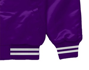 <b>Purple</b> Satin Varsity Jacket <b>Men's</b> Casual Bomber Coat Solid Color Turn-down Collar Regular Fit Autumn Wear - Product Image 5