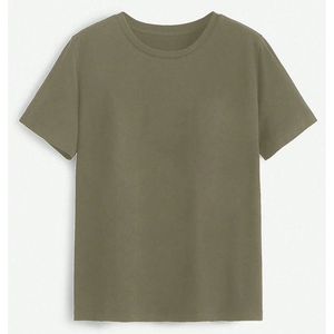 Men's Oversized Cotton T-Shirt Short Sleeve O-Neck Solid Color Washed Casual Wear <b>Green</b> - Product Image 4