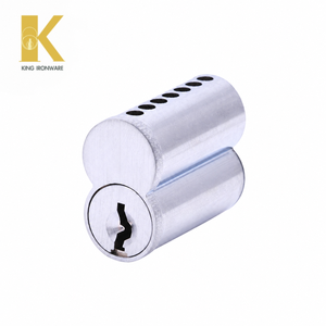 Cylindre de serrure de porte en laiton à remplacement rapide, finition chrome satiné, 7 goupilles, clé C, SFIC, pour la sécurité des portes commerciales - Product Image 1