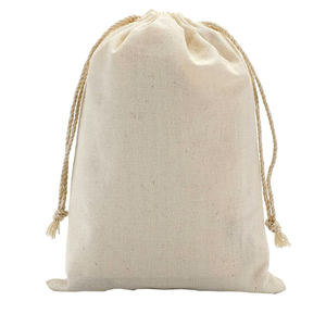 Pochette classique en mousseline de coton |   Sac d'emballage cadeau réutilisable avec cordon de serrage, étui de rangement écologique, vente en gros, sacs personnalisés avec logo - Product Image 1