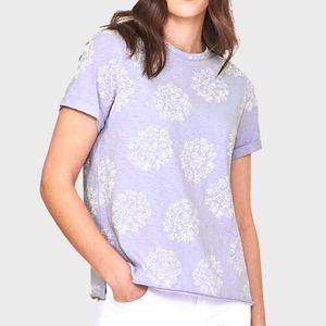 Camiseta de Mujer con Cuello Redondo, Manga Corta, Estampado Floral, 100% Algodón, Tejido Transpirable, Corte Holgado Informal, Primavera Verano - Product Image 2