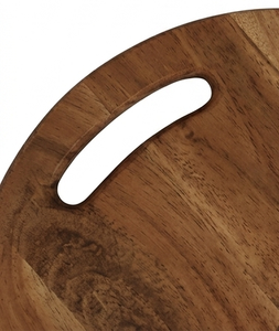 Planche à découper ronde en bois de manguier finition naturelle avec poignée intégrée - Product Image 5