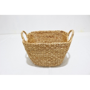 Natural Water Hyacinth <b>Storage</b> <b>Basket</b> <b>Rectangle</b> With Handles Rustic Multi-Purpose Organizer - Product Image 5