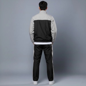 Chándal Deportivo para Hombre en Negro y Gris con Bloques de Color, Estilo Deportivo de Longitud Completa con Bolsillos Laterales, Corte Regular, Poliéster, Ropa de Otoño - Product Image 2