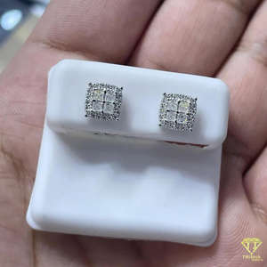 ต่างหูเม็ดเพชรสี่เหลี่ยมทรงสี่เหลี่ยมหรูหราสวมใส่ได้ทุกเพศเครื่องประดับแวววาวเป็นพวงแวววาวแบบฮิปฮอป925เงินสเตอร์ลิง - Product Image 4