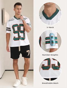 Camisetas deportivas de malla con cuello en V y estampado de números personalizadas al por mayor para hombre, transpirables, de manga corta, para equipos, proveedor a granel - Product Image 5