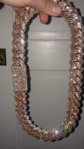 สร้อยคอเพชรโมอิสสีเงินลายคิวบาสำหรับผู้ชายผู้หญิงของขวัญ - Product Image 2