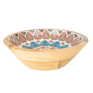 Tazón de Ensalada de Madera Ecológico 2026, Tazón Redondo para Servir con Estampado de Esmalte Multicolor, Venta al por Mayor desde India - Product Image 5