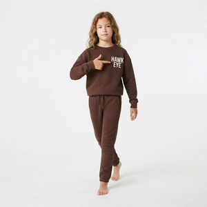Conjunto Deportivo de Algodón para Niños, Sudadera con Cuello Redondo y Pantalones Jogger, Ropa Casual de Color Moderno, Fabricante de Prendas - Product Image 4