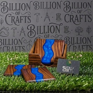 Modern Wood <b>Resin</b> Drink Coasters Decorative Round <b>Table</b> Mats <b>Epoxy</b> Coaster Set for Home Restaurant Hotel - Product Image 1