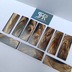 Plaques de manche de couteau en corne de buffle à rayures dorées exotiques, panneaux de poignée pour couteaux faits main et fournitures pour artisans - Product Image 1