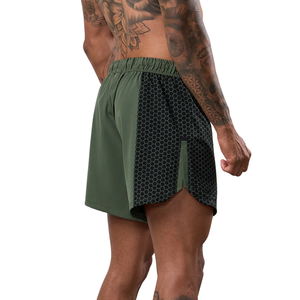 Pantalones Cortos Deportivos para Hombre, Color Verde Oliva, con Paneles de Malla, Aberturas Laterales, para Correr, Gimnasio, Entrenamiento, Ropa Deportiva - Product Image 3