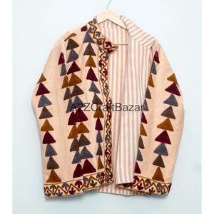 Handmade Embossed Embroidery Vintage Cotrise <b>Jacket</b> Eco-Friendly Breathable Quick Dry Cotton Lined <b>Mandarin</b> <b>Collar</b> - Product Image 6