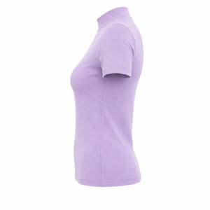 Camiseta Personalizada de Manga Corta con Cuello Redondo para Mujer, Color Lila Suave, Corte Clásico Ajustado, en Jersey de Algodón Elástico Suave - Product Image 4