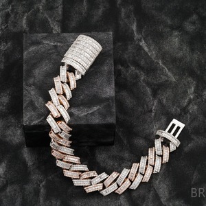 Round Brilliant Cut Diamond <b>Charm</b> Bracelet 14K Gold Plated Unisex Hiphop Fancy Light Filled Diamonds D Color Jewelry GIA - Product Image 5