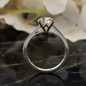 Anillo de Compromiso Solitario de Plata de Ley 925 con Corte Redondo, Anillo de Diamantes Clásico de Cuatro Puntas, Anillo de Promesa Minimalista para Mujer - Product Image 3