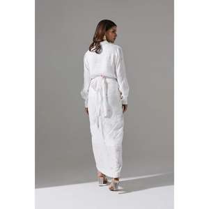 Robe longue à manches longues pour femmes, robe élégante blanche imprimée, robe décontractée pour soirée, robe tendance pour femmes - Product Image 5