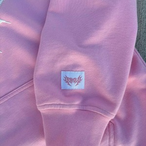 Conjunto de sudadera con capucha y cremallera completa personalizada, con pedrería, de algodón polar, estampado en relieve, lavado ácido, serigrafía vintage, de alto gramaje. - Product Image 4