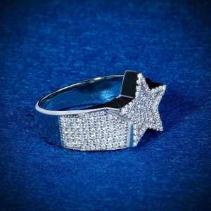 Anillo de Plata de Ley 925 con Incrustaciones de Moissanita en Forma de Estrella, Unisex, Estilo Hip Hop, para Bodas y Fiestas - Product Image 3