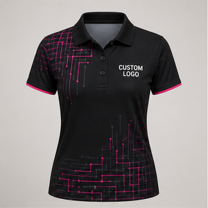 Polo Personalizado para Mujer con Diseño de Cuadrícula Negra y Magenta, de Secado Rápido, Transpirable, Manga Corta, Uniforme de Alto Rendimiento WPS-0859 - Product Image 3