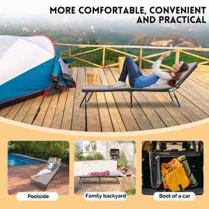 Lit de camping pliable robuste à 5 positions réglables pour adultes, en tissu Oxford 1200D, avec sac de transport, mobilier de camping - Product Image 6