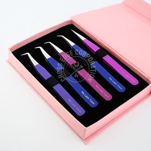 Vente en gros de cils Pantone de couleur rose promade éventail pince à épiler individuelle volume de cils faux cils pince à épiler pour extension de cils - Product Image 1