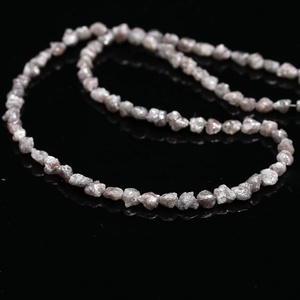 Cuentas hechas a mano de diamantes blancos naturales sin cortar, cuentas de diamantes grises naturales, cuentas de pepitas de diamantes grises crudos - Product Image 3