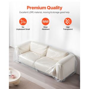 Copertura per Divano in Plastica Trasparente Resistente, Spessore 4 Mil, Copertura per Trasloco Resistente all'Usura con Design ad Ampia Apertura, Coperture per Mobili - Product Image 2