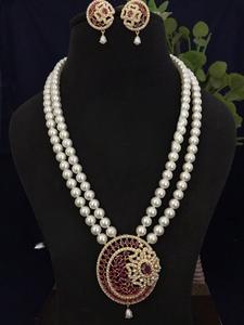 Atractivo Juego de Pendientes Kundan Mala de Moissanita Larga Chapada en Oro de Primera Calidad, Joyería de Diseño para Mujer para Bodas y Fiestas - Product Image 2