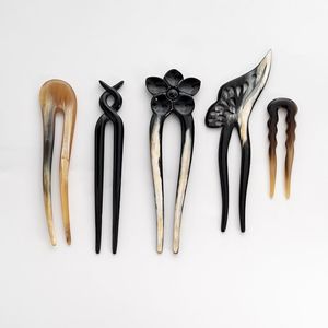Fourchettes à cheveux en corne de buffle faites à la main, sculptées en forme d'animal, artisanat naturel, objet d'art de collection - Product Image 4