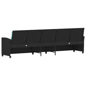 5 Seater <b>Black</b> Poly Rattan Patio <b>Sofa</b> With Cushions Outdoor <b>Garden</b> <b>Sofa</b> Set Contemporary Design - Product Image 6