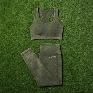 Conjunto de Yoga Verde Oliva para Mujer, Top Deportivo y Leggings de Cintura Alta, Ropa Deportiva para Gimnasio y Entrenamiento - Product Image 5