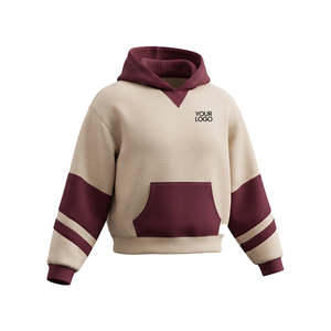 เสื้อฮู้ดพรีเมียมแบบกำหนดเองสำหรับฤดูใบไม้ร่วง ดีไซน์สีสันแบบ Varsity พร้อมกระเป๋าเสื้อ  ทำจากผ้าฟลีซแบบสั่งทำพิเศษ - Product Image 3